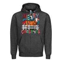 Charcoal Heather merry christmas simmental cow Zipper Hoodie - FaDigitalArtStudio