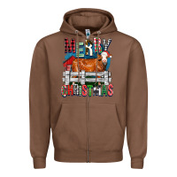 Chestnut merry christmas simmental cow Zipper Hoodie - FaDigitalArtStudio
