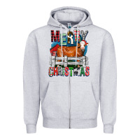 Heather Grey merry christmas simmental cow Zipper Hoodie - FaDigitalArtStudio