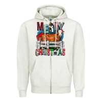 Oatmeal Heather merry christmas simmental cow Zipper Hoodie - FaDigitalArtStudio
