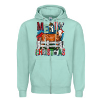 Seafoam merry christmas simmental cow Zipper Hoodie - FaDigitalArtStudio
