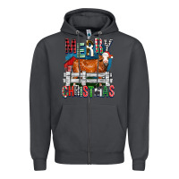 Smoke merry christmas simmental cow Zipper Hoodie - FaDigitalArtStudio