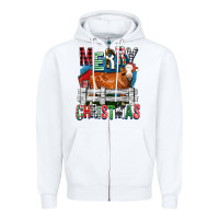 White merry christmas simmental cow Zipper Hoodie - FaDigitalArtStudio
