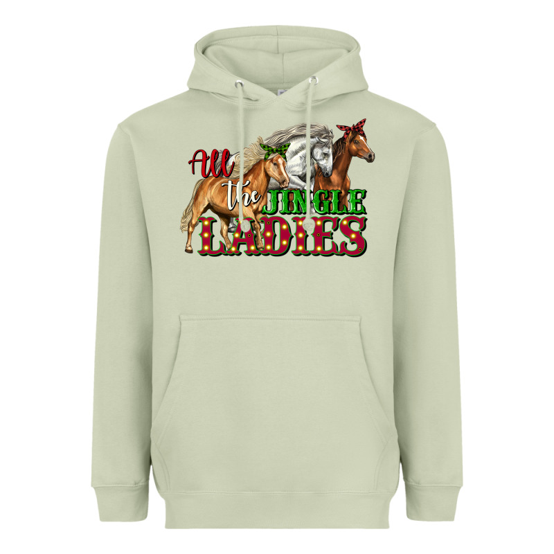All The Jingle Ladies Christmas Horses Heavyweight Hoodie by LillyAllenDesigns | Teevron