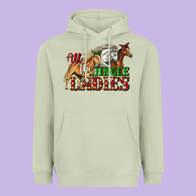 All The Jingle Ladies Christmas Horses Heavyweight Hoodie Designed By Lillyallendesigns