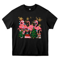 Black christmas flamingos Heavy Core Tee - MaliasSmallBusiness
