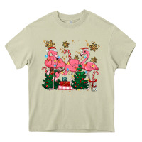 Mossy christmas flamingos Heavy Core Tee - MaliasSmallBusiness