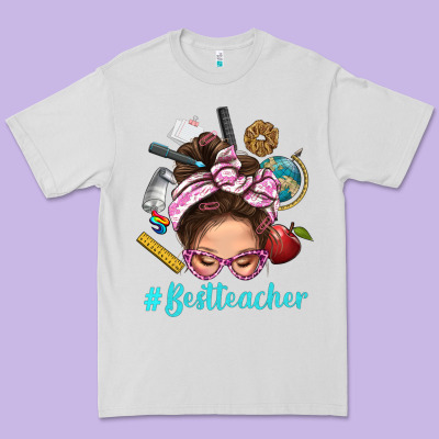 Best Teacher Messy Bun Bbs Premium Tee Designed By Bundleandbundleshop