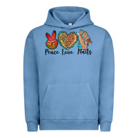 Pigment Pebble Blue peace love nails Urban Hoodie - BarkalooDesign