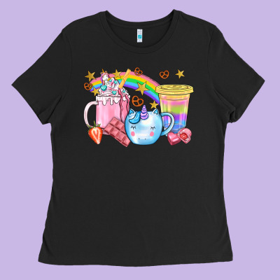Unicorn Coffee Cup With Star Bbs Ladies Tee Designed By Bundleandbundleshop