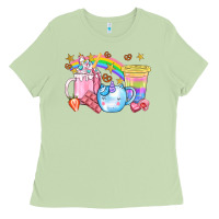 Matcha Unicorn Coffee Cup With Star Bbs Ladies Tee - BundleAndBundleShop