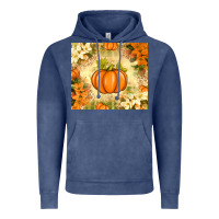 Vintage Denim Fall Pumpkins with Flowers Vintage Hoodie - texasbilliewilder