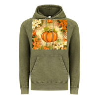 Vintage Olive Fall Pumpkins with Flowers Vintage Hoodie - texasbilliewilder