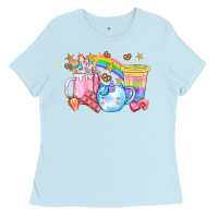 Baby Blue Unicorn Coffee Cup With Star Bbs Ladies Tee - BundleAndBundleShop