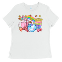 White Unicorn Coffee Cup With Star Bbs Ladies Tee - BundleAndBundleShop