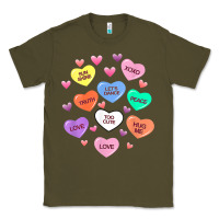 Army Green womens valentine candy heart valentines day vneck Classic Tee - tuanDangUi
