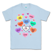 Dusty Blue womens valentine candy heart valentines day vneck Classic Tee - tuanDangUi
