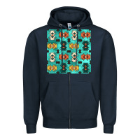 Navy native american aztec seamless pattern 3 Zipper Hoodie - BundleAndBundleShop