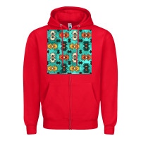 Red native american aztec seamless pattern 3 Zipper Hoodie - BundleAndBundleShop