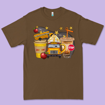 School Bus Coffee And Star Bbs Premium Tee Designed By Bundleandbundleshop