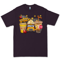 Plum School Bus Coffee And Star Bbs Premium Tee - BundleAndBundleShop