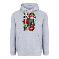Heather Grey Christmas ho ho ho black angus Heavyweight Hoodie - LillyAllenDesigns