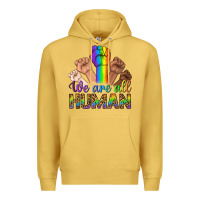 Antique Gold We Are All Human Premium Hoodie - BundleAndBundleShop