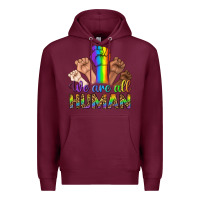 Burgundy We Are All Human Premium Hoodie - BundleAndBundleShop