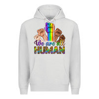 Dove Grey We Are All Human Premium Hoodie - BundleAndBundleShop