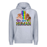 Heather Grey We Are All Human Premium Hoodie - BundleAndBundleShop