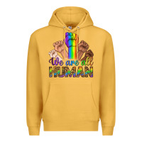 Mustard We Are All Human Premium Hoodie - BundleAndBundleShop