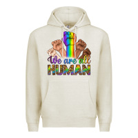 Oatmeal Heather We Are All Human Premium Hoodie - BundleAndBundleShop