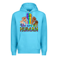 Ocean Blue We Are All Human Premium Hoodie - BundleAndBundleShop
