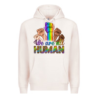 Pale Pink We Are All Human Premium Hoodie - BundleAndBundleShop