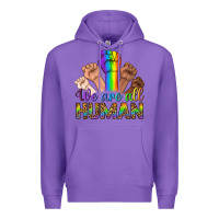 Purple We Are All Human Premium Hoodie - BundleAndBundleShop
