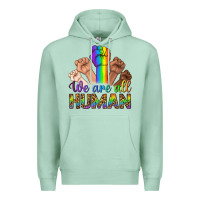 Seafoam We Are All Human Premium Hoodie - BundleAndBundleShop