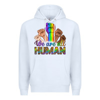 White We Are All Human Premium Hoodie - BundleAndBundleShop