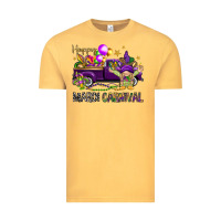 Vintage Mustard Happy Mardi Carnival with truck Vintage Tee - NancyCooperArtShop