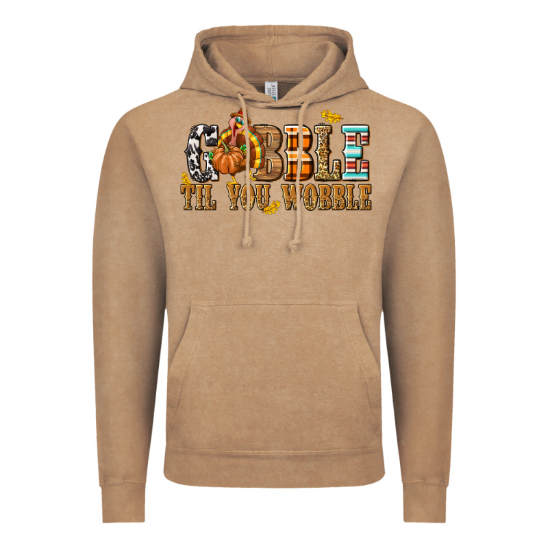Gobble Til You Wobble With Turkey Vintage Hoodie by texasbilliewilder | Teevron
