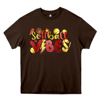 Chocolate Brown softball vibes Heavy Core Tee - MaliasSmallBusiness