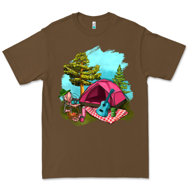Glamping Camp And Pink Tent Premium Tee by BundleAndBundleShop | Teevron