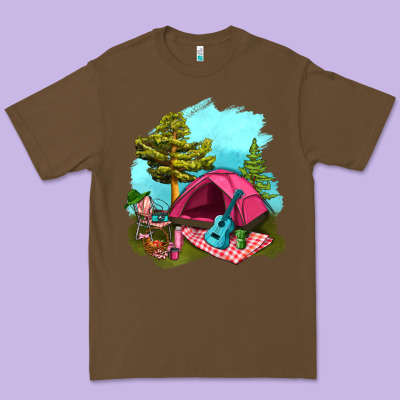 Glamping Camp And Pink Tent Premium Tee Designed By Bundleandbundleshop