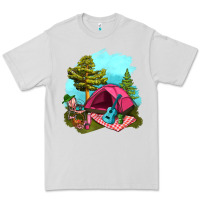 Dove Grey Glamping Camp And Pink Tent Premium Tee - BundleAndBundleShop
