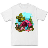 White Glamping Camp And Pink Tent Premium Tee - BundleAndBundleShop