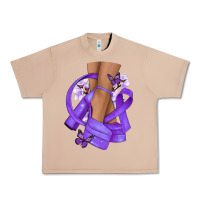 Burro Cancer diva purple ribbon Urban Heavy Tee - NancyCooperArtShop