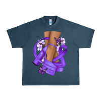 Midnight Navy Cancer diva purple ribbon Urban Heavy Tee - NancyCooperArtShop