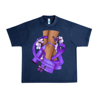 Navy Cancer diva purple ribbon Urban Heavy Tee - NancyCooperArtShop