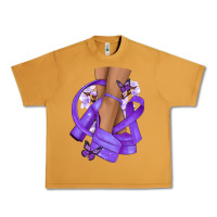 Peanut Butter Cancer diva purple ribbon Urban Heavy Tee - NancyCooperArtShop