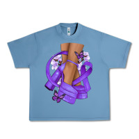 Pebble Blue Cancer diva purple ribbon Urban Heavy Tee - NancyCooperArtShop