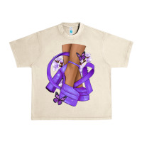 Sandshell Cancer diva purple ribbon Urban Heavy Tee - NancyCooperArtShop